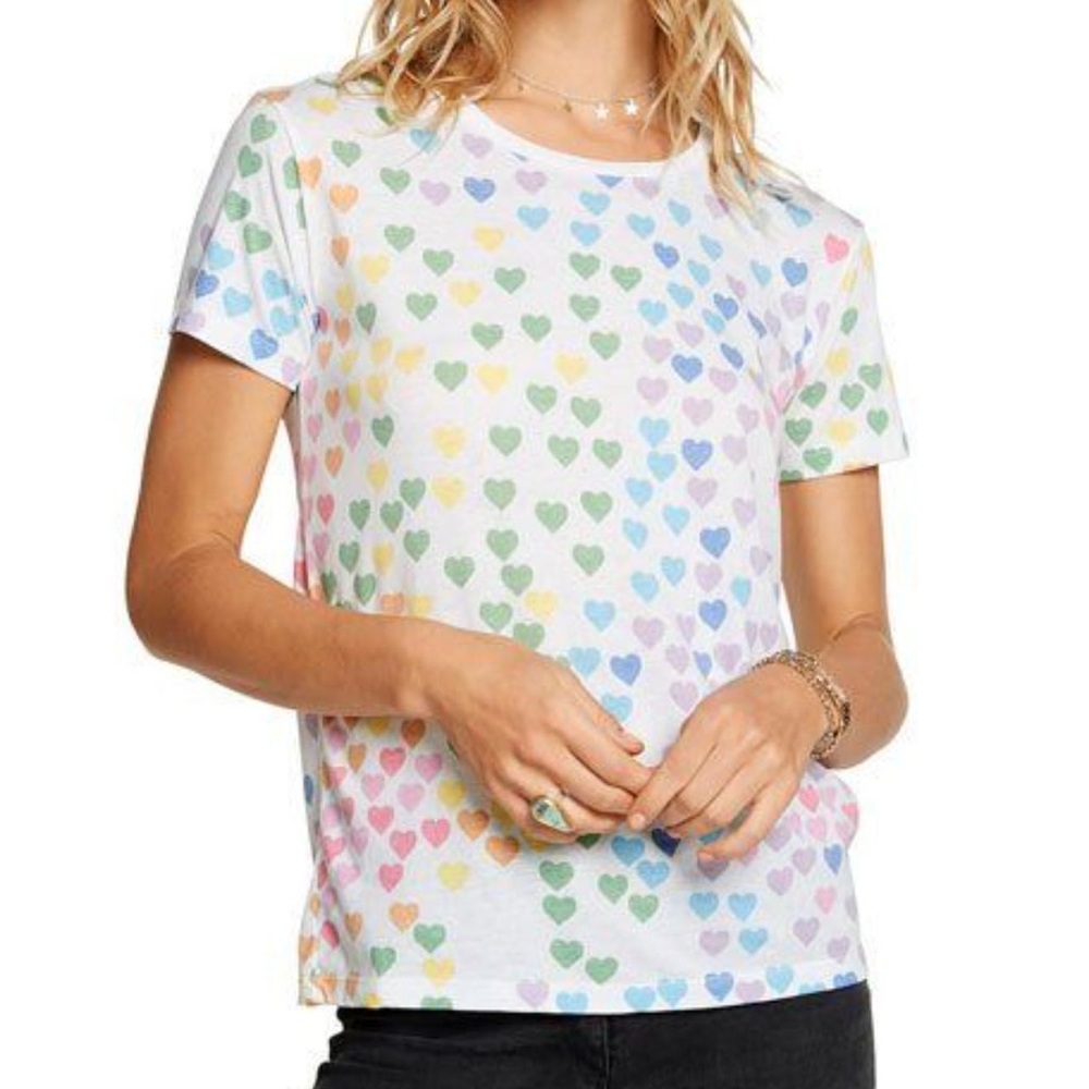 Chaser Multicolor Heart Print Short Sleeve Tee